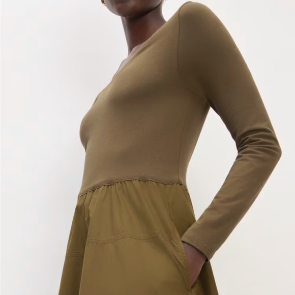 NWT Everlane The Long-Sleeve Riviera Dress Size Small - Beech - Picture 2 of 13
